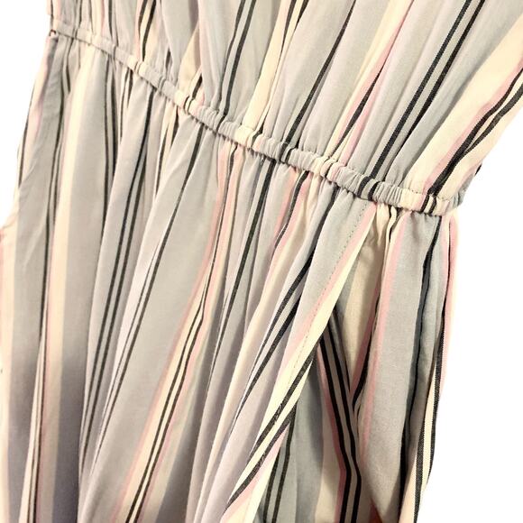 Pink Rose Blue Hydra Stripe Blouson Mini Dress Medium Spring Pastel Bar Back NWT - Picture 5 of 14